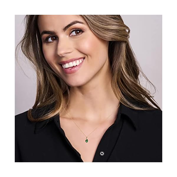 14K Gold Necklace for Women in 14K Yellow Gold/White Gold 585 with Ruby/Sapphire/Emerald/Topaz/Amethyst Gemstone/Birthstone Pendant Necklace and Gold Chain 17.7 ″ Long - Women's Jewelry - Image 5