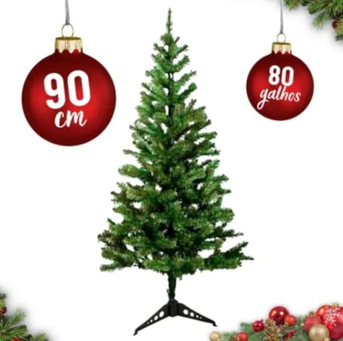 Árvore de Natal Verde 90 cm com 90 Galhos – Pinheiro Artificial para Decoração Natalina