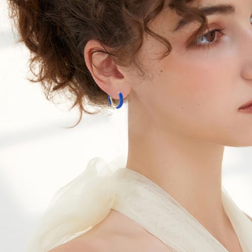 DICOSMETIC 9 Pairs Enamel Hoop Earring 15-16mm Colored Hoop Earrings 18K Gold Plated Huggie Hoop Earrings Small Cute Statement Earrings Stainless Steel Earrings Set Fashion Jewelry for Women 5