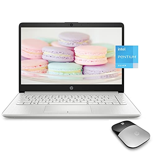 Image of HP Premium Laptop, 14 inch HD Display, Intel Pentium Quad-Core Processor, 8GB RAM, 128GB SSD, Webcam, HDMI, Bluetooth, Wi-Fi, Windows 10 + One Year Office 365 Wireless Mouse Bundle