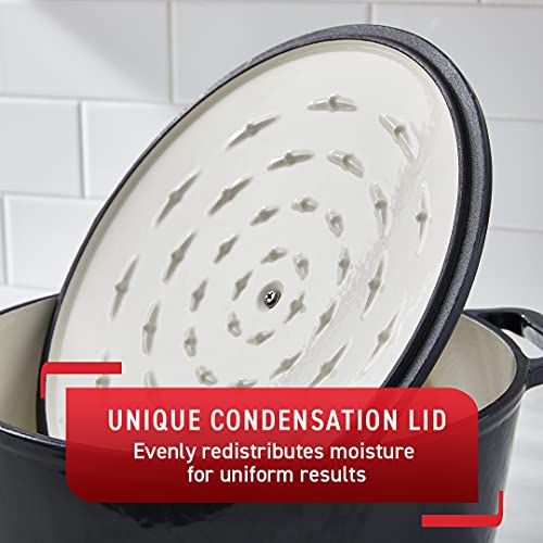 image for T-fal Cast Iron Enameled Dutch Oven 6 Quart Induction Oven Broiler Saf