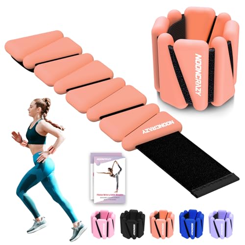 Pulseiras de pesos para pulso e tornozelo de 2 libras para mulher, pulseira de pesos de silicone ajustável para pilates, pesos de pilates e fechos resistentes para ioga, pilates, barra, caminhada e