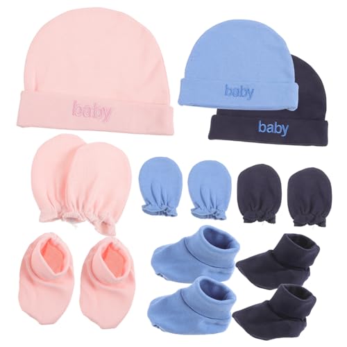 BESPORTBLE 3-Piece Set Newborn Baby Hat Mittens and Socks for Boys and Girls Soft Cotton Beanie Warm Gloves and Cozy Socks for Infant Use