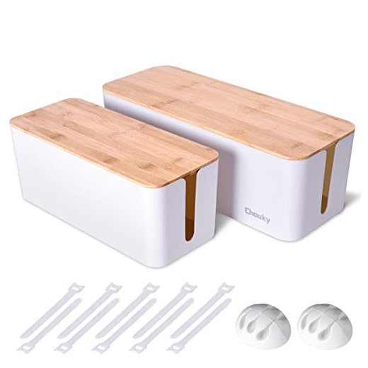 27+ Must-Try Desk Organization Ideas for a Tidy Workspace 4 2 Pack Large Cable Management Box – Wooden Style Cord Organizer and Cover for TV Wires, Computer, Router, USB Hub and Under Desk Power Strip – Safe ABS Material and Baby-Pets Proof Lock (White)