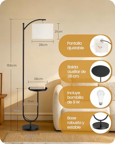 Lámpara de pie con mesa de noche e interruptor de pedal para un dormitorio moderno 4