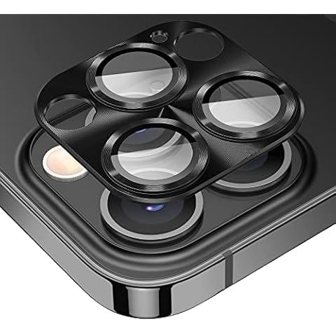 Kamita Camera Lens Protector for iPhone 14 Pro/iPhone 14 Pro Max, 9H Tempered Glass Lens Film Metal Camera Screen Protection HD Clear Lens Screen Protectors for iPhone 14 Pro/14 Pro Max (Black) Cover