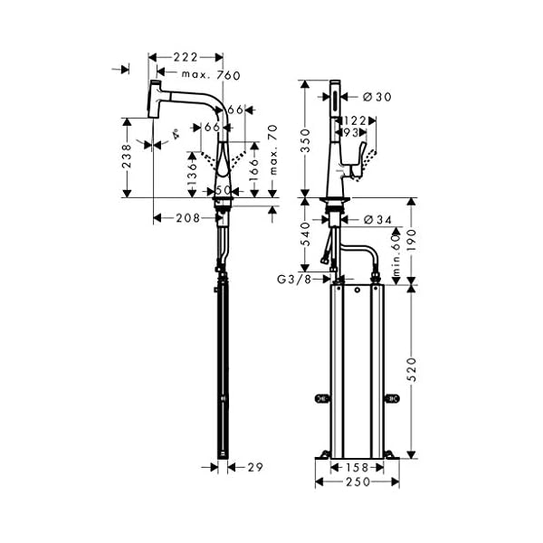 hansgrohe Metris Select Einhebel-Küchenarmatur (Komfort-Höhe 240 mm, mit Ausziehauslauf und Schlauchbox) Chrom – Bild 6
