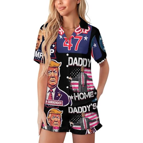 PIVUWXOB Trump Fall Pajama Set For Women Comfy Sleepwear Loungewear Pjs S