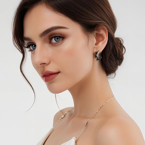 Heart Earrings Black Spike Earrings, Hoop Spike Heart Earrings Stainless Steel Gothic Earring Punk Grunge Emo Y2k Earring Christmas Jewelry Gift for Women Men3