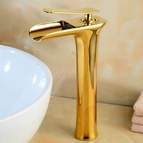 Grifo de lavabo cascada dorado LWX para decoración moderna de baño