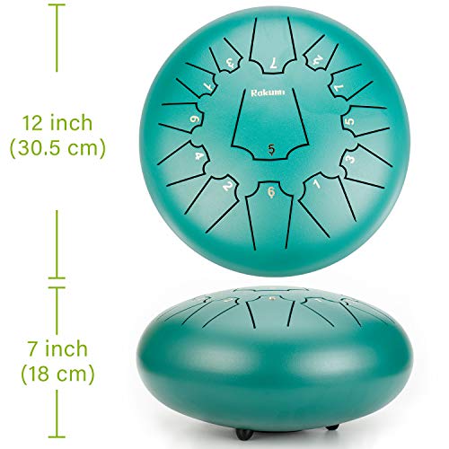 12 Inch 13 Note Titanium Steel Tongue Drum Percussion Instrument Hand Pan Drum with Drum Mallets Carry Bag - Thumbnail 3