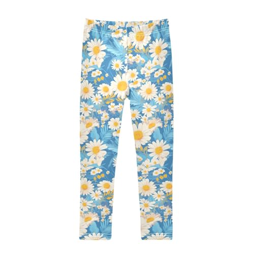 KLL Polka Dots and Tender Chamomile Flowers Hawaiian Toddler Girls Cotton Leggings Fashion High Waisted Yoga Pants Exercise