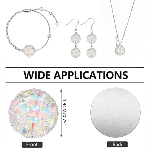 Benbo 60Pcs Rhinestone Embellishments Flatback, 20Mm Ab Rainbow Round Diamonte Crystal Flat Back Cabochon Shiny Faceted Rhinestone Trims, Circular Gemstone Decorations For Diy Jewelry Clothing Bags #TOP1