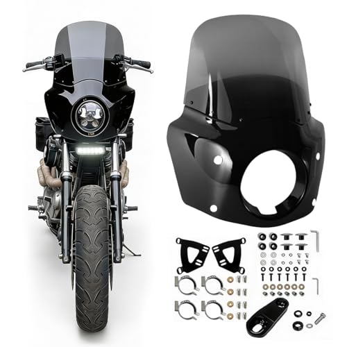 VINTGMT Motorcycle Fairing 5.75 Headlight Fairing with 13 Motorcycle Windshield 39mm Mounting Hardware(Narrow-Glide) for Harley Sportster 1100 1200 Iron 883(Smoke)