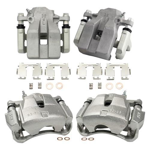 Image of TRQ Front and Rear Brake Caliper Set Zinc Coated Brackets Compatible with 2006-2011 Toyota RAV4