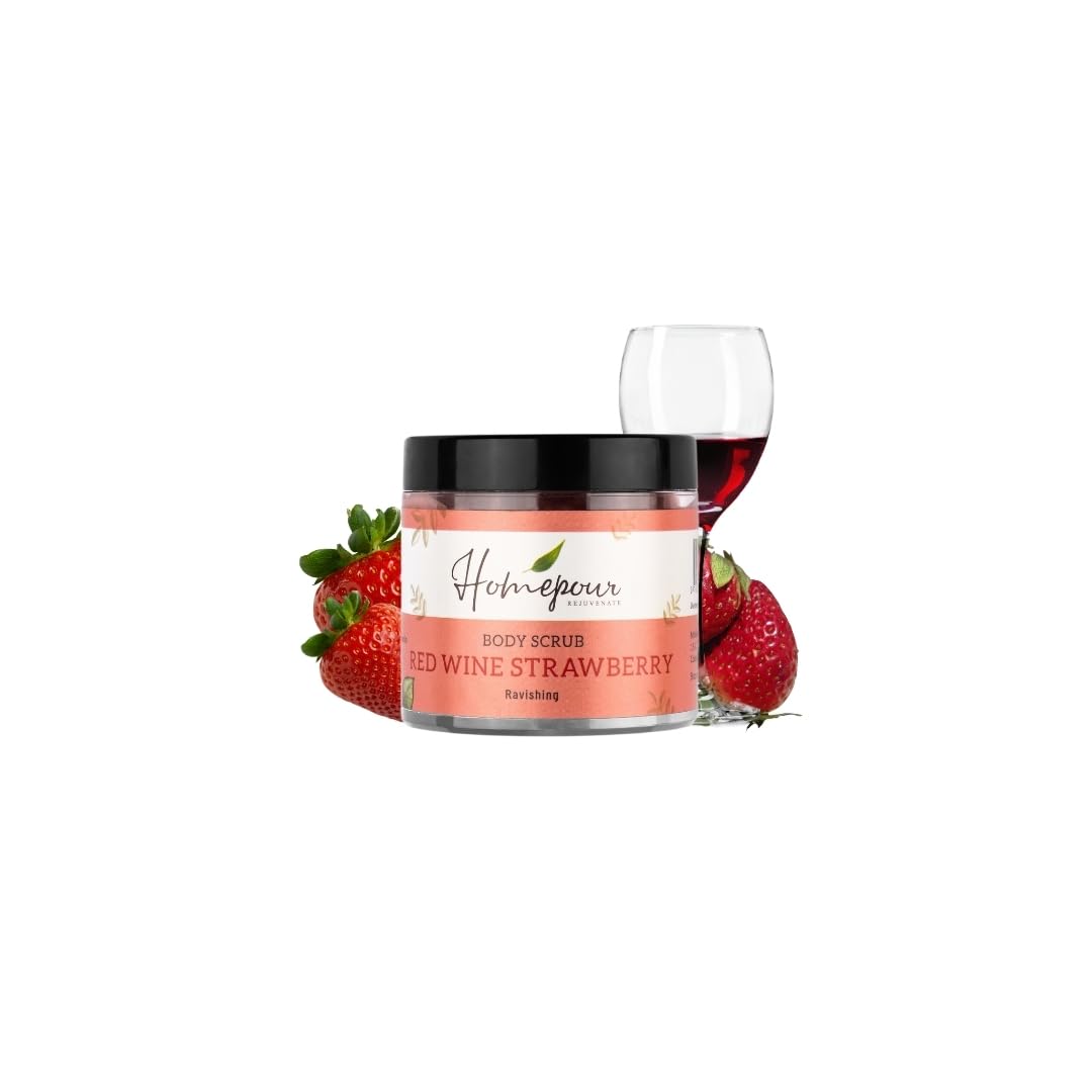 Homepour Red Wine Strawberry Body Scrub - Ravishing, 100g - Handmade Body Scrub-image-27