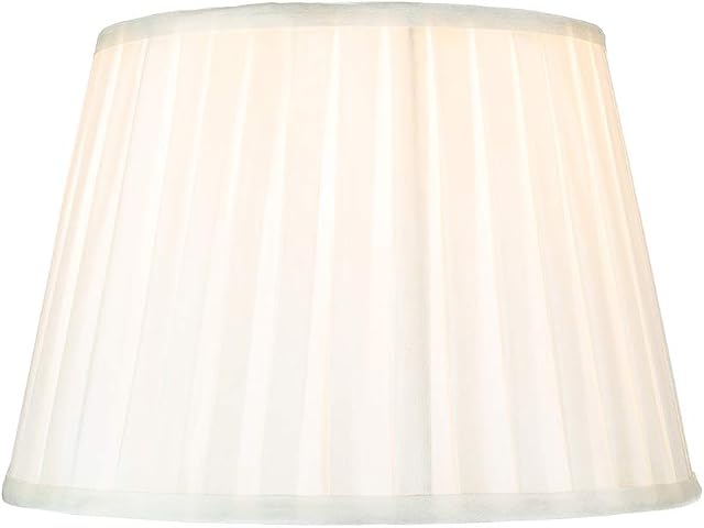 Traditional Classic Cream Faux Silk Pleated Inner Lined Lamp Shade - 12" Diameter and 60w Maximum by Happy Homewares