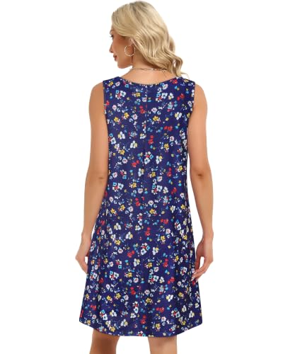 Image of elescat Womens Summer Dresses Casual V Neck Sleeveless Pockets Beach Loose Tank Sundress 2026