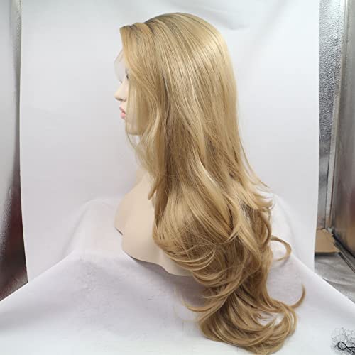 Perruque synthétique longue de qualité supérieure avec dentelle frontale invisible 61 cm - 5