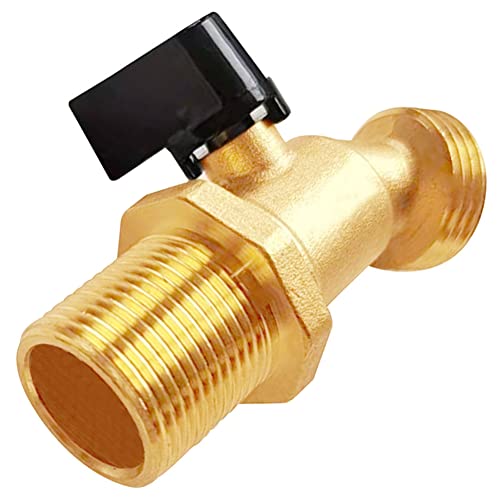 Uenede Brass Water Container Rain Barrel Faucets Spigot 1/2" Male Thread Inlet To 3/4"Ght Male Thread Outlet With Quarter Turn Ball Valve Include Bulkhead Fitting And Washers #TOP7