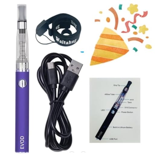 eGo Evod E Zigaretten Starterset, 900 mAh E-Zigaretten Akku, Bottom Micro USB Aufladung, Einzelpack, CE4 510er Verdampfer,Vapes kit,vape aufladbar,e cigarettes vape (lila)