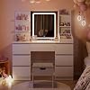 Coiffeuse Avec Miroir LED 3 Couleurs - Table Maquillage Blanc Avec Tiroirs Et Étagères Réglables