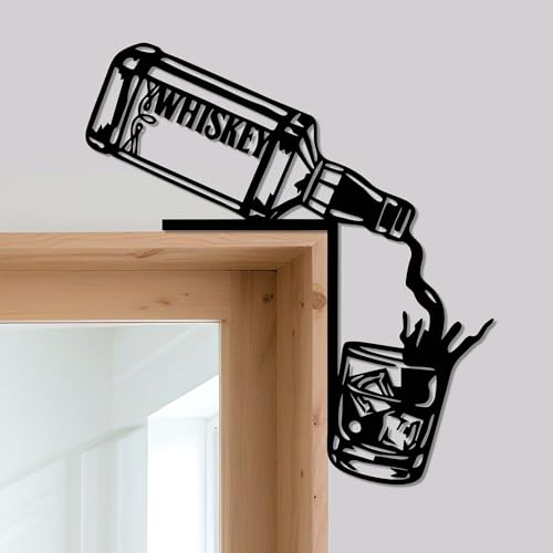 YATEASLU Bar Wall Decor - Whiskey Pour Art Metal Door Frame Decor, Bar Sign, Door Topper for Home - Rustproof Bar Decorations for Kitchen, Bedroom, Pub - Gift for Christmas, Thanksgiving
