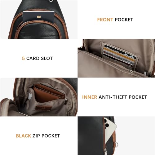 Image of BOSTANTEN Sling Bag for Women Leather Crossbody Bag Vintage Cross Body Purse for Travel with Guitar Strap, Bohemian Style