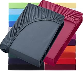 NatureMark Basic 2-częściowy zestaw dżersejowych prześcieradło z gumką 90 x 190 cm - 100 x 200 cm - 25 cm mostek - 100 x 200 cm prześcieradło z gumką - 100% bawełna, antracyt / ciemnoszary