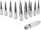 Wheel Accessories Parts 16 Pcs 3/8'-24 Thread Spike Spline 3.35' Long Lug Nuts Chrome 14mm, 17mm & 3/4' (19mm...
