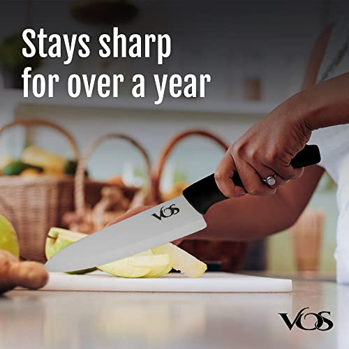 Vos Ceramic Knife Set, Ceramic Knives Set For Kitchen, Ceramic Kitchen Knives With Peeler, Ceramic Paring Knife 4", 5", 6", 7", 8" Inch Black #TOP4