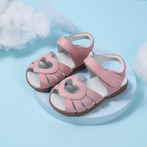 Image of Femizee Toddler Girls Leather Dress Sandals with Adjustable Strap | Toddler /Little Kids, Leather upper, Cushioned footbed, Hook-and-loop, Flexible Sole, Dressy summer occasions, Princess-style