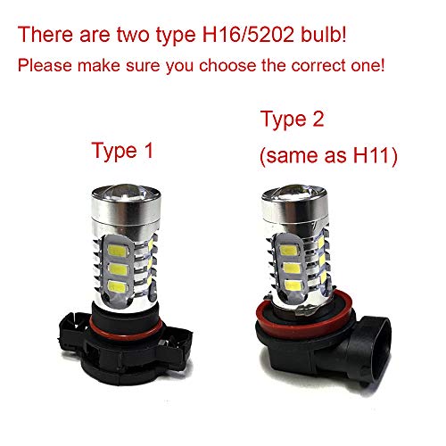 Socal-Led 2X H16 5202 Led Fog Light Bulb 15W Smd 5730 12V High Power Bright Drl Bulbs, Ice Blue (Teal) #TOP5