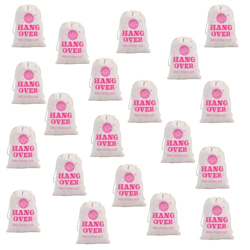 20 Bolsa Para Kit Contra La Resaca Kit De Recuperación De Algodón Reutilizables Algodón bolsas Para Soltera para Bodas, Regalos, Decoración