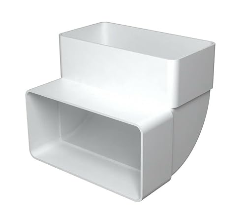 Prostko Ltd White Rectangular Channel Vertical Elbow / 60Mm X 204Mm / 90 Degree Duct Tube Connector