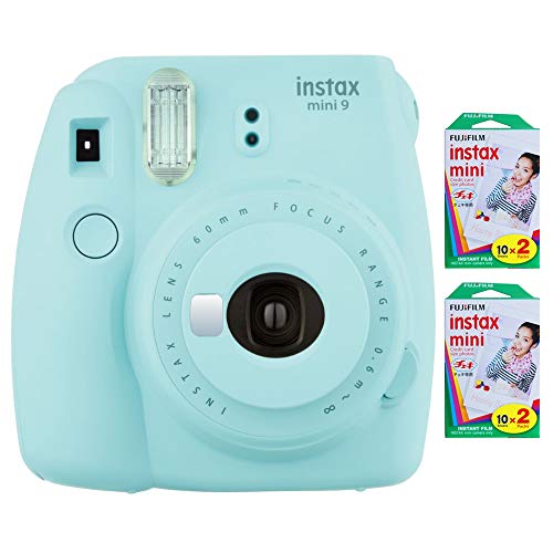 Fujifilm Instax Mini 9 Instant Camera - Ice Blue (16550643) w INSTAX MINI 40 Sheets of Instant Film
