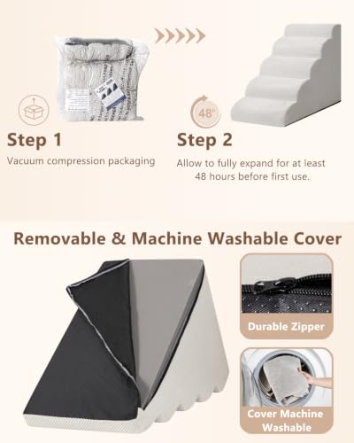 Image of Aodisman Dog Stairs for High Beds,5 Step Pet Ramp for Dogs and Cats,22.4 inch H