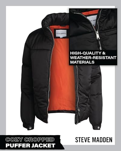 Steve Madden Women's Cropped Puffer Jacket - Quilted Winter Coat with Packable Hood - Cozy Outerwear Jacket for Women (S-XL)3