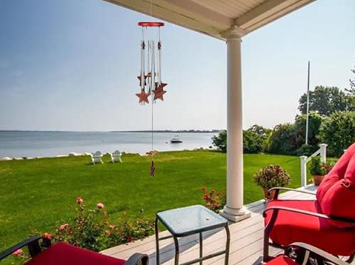 23" Loving Star Wind Chimes For Outside Deep Tone Wind Chime And Star-Shaped Memorial Wind Chimes With 4 Metal Tubes For Garden Patio Yard Home Quality Gift Balcony Festival Tree Garden Decoration #TOP1