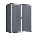 Greesum 5×3FT Plastic Outdoor Storage Shed with Floor, Resin Storaged Sheds with Lockable Door, Window & Vent, All-Weather Tool Sheds for Garden, Backyard, Patio, Dark Gray (4.7×2.5FT)