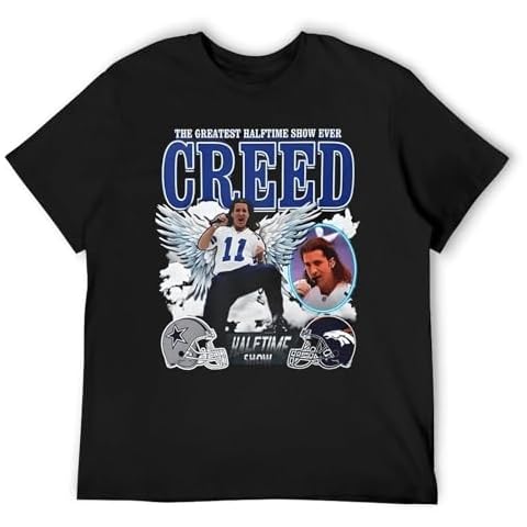 Men's Stretchable Creed Music Band T-Shirts Stylish Unique Casual Crew Neck Tees for Sports Events M Cover