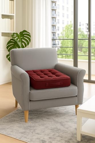 Booster Cushion for Armchairs – RED, 45 X 45 X 10 cm - Seat Riser Extra Height Dining Chair Cushion - Joint Support for Elderly – Post-Operative and Pregnancy Comfort Seat Pad for Home & Office (Red)