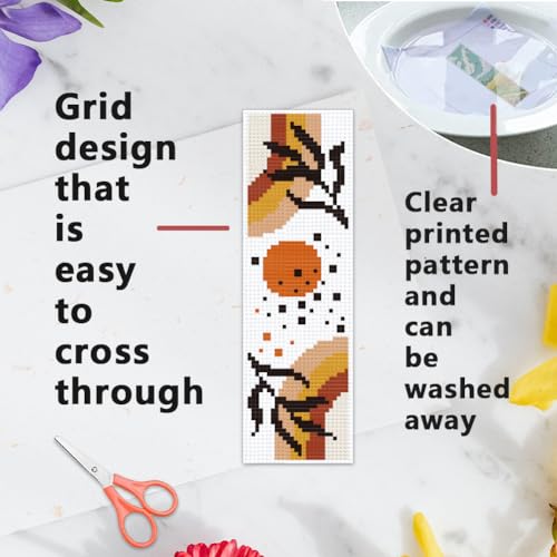 Image of INFUNLY 6PCS Boho Cross Stitch Bookmark Kits 8''x2.4'' Landscape Bookmark Making Kit Moon Phases DIY Stamped Embroidery Bookmarks for Beginners with Instruction for Book Lovers Reader Writers Gift