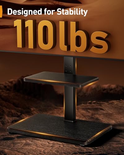 Image of Perlegear Floor TV Stand with LED Lights for 34-75 inch TVs up to 110 lbs, Max VESA 600x400mm, Swivel, Tilt, 12 Height Levels, TV Backlights with Music Sync, Solid Wood Base, PGFS21B
