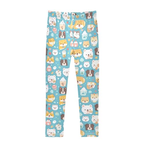 Wusikd Cute Dog Girls' Leggings Toddler Doodles Kids Yoga Pants Dance Active Tights 4T