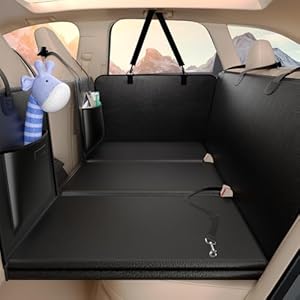 Back Seat Extender for Dogs Upgraded Anti-Scratch PU Leather, Hard Bottom Dog Car Seat Cover for Back Seat, Backseat Extender for Dogs, Waterproof Dog Hammock for Car, SUV, Small Truck, Black