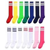 [ZGKULAEAOW] 選べる15色 子供ソックス ライン キッズ ハイソックス 靴下 ボーダー ニーハイ チーム衣装 カラフル 目立つ 運動会 6-12歳 (JP, 年齢, 6歳, 12歳, レッド)