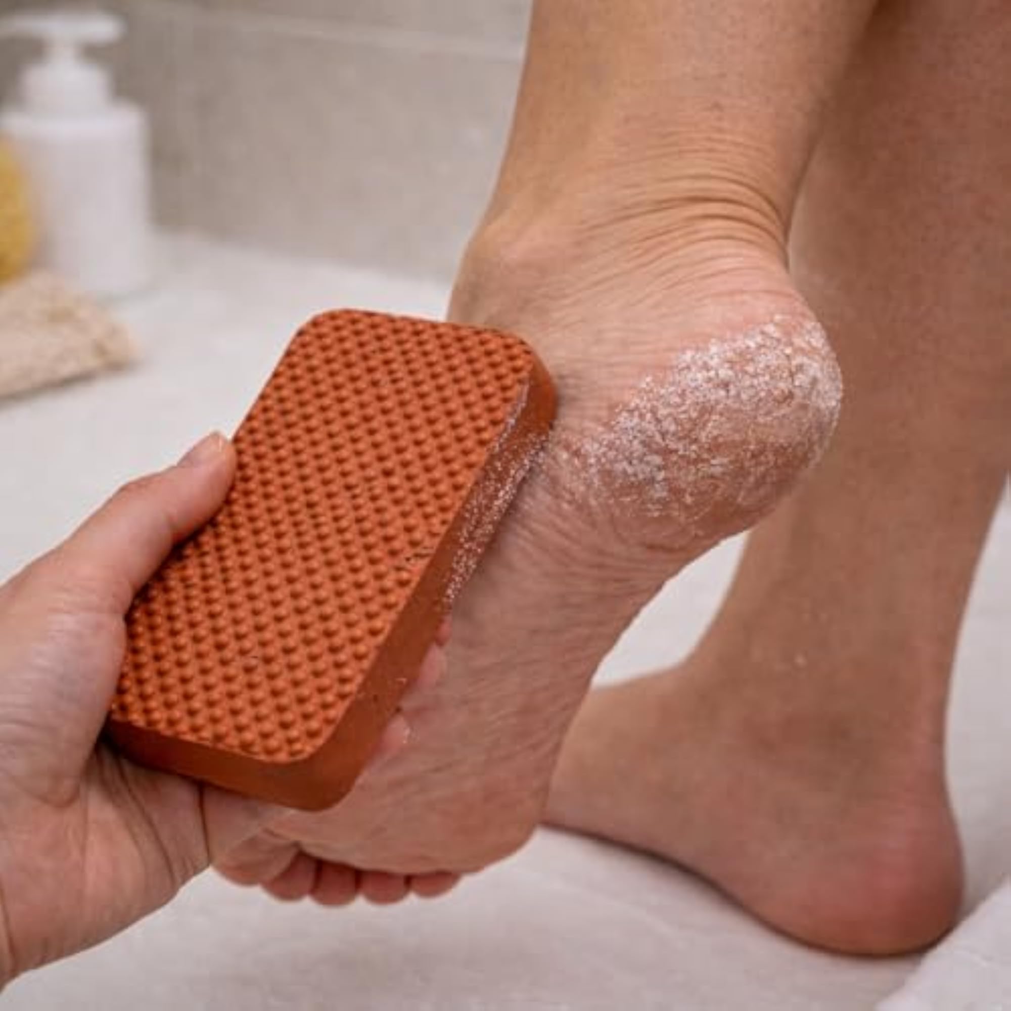 Natural Terracotta Square Foot Scrubber Set of 2