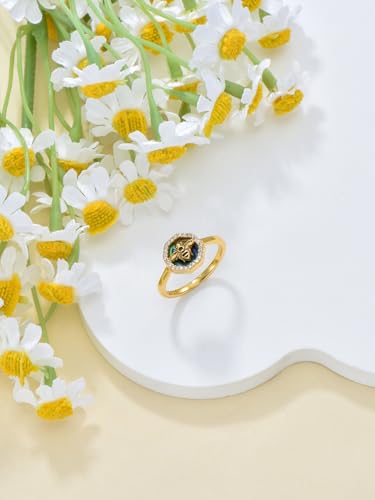 Image of Bee /Butterfly /Mustard Seed /Hummingbird /Cat /Rainbow Adjustable Ring for Women 925 Sterling Silver Spoon Rings for Women Size Fits Most People