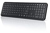 Wireless Bluetooth Keyboard, Rechargeable Multi-Device (BT +BT + 2.4G) Bluetooth Full Size Keyboard for PC, Computer, Laptop, iPad OS/iOS, Windows - Round Keycaps